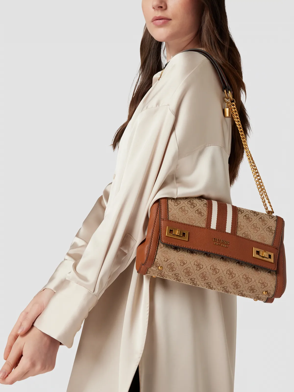 Bags,Leather,Women Guess leather KATEY FLAP SHOULDER BAG JB787019 Guess