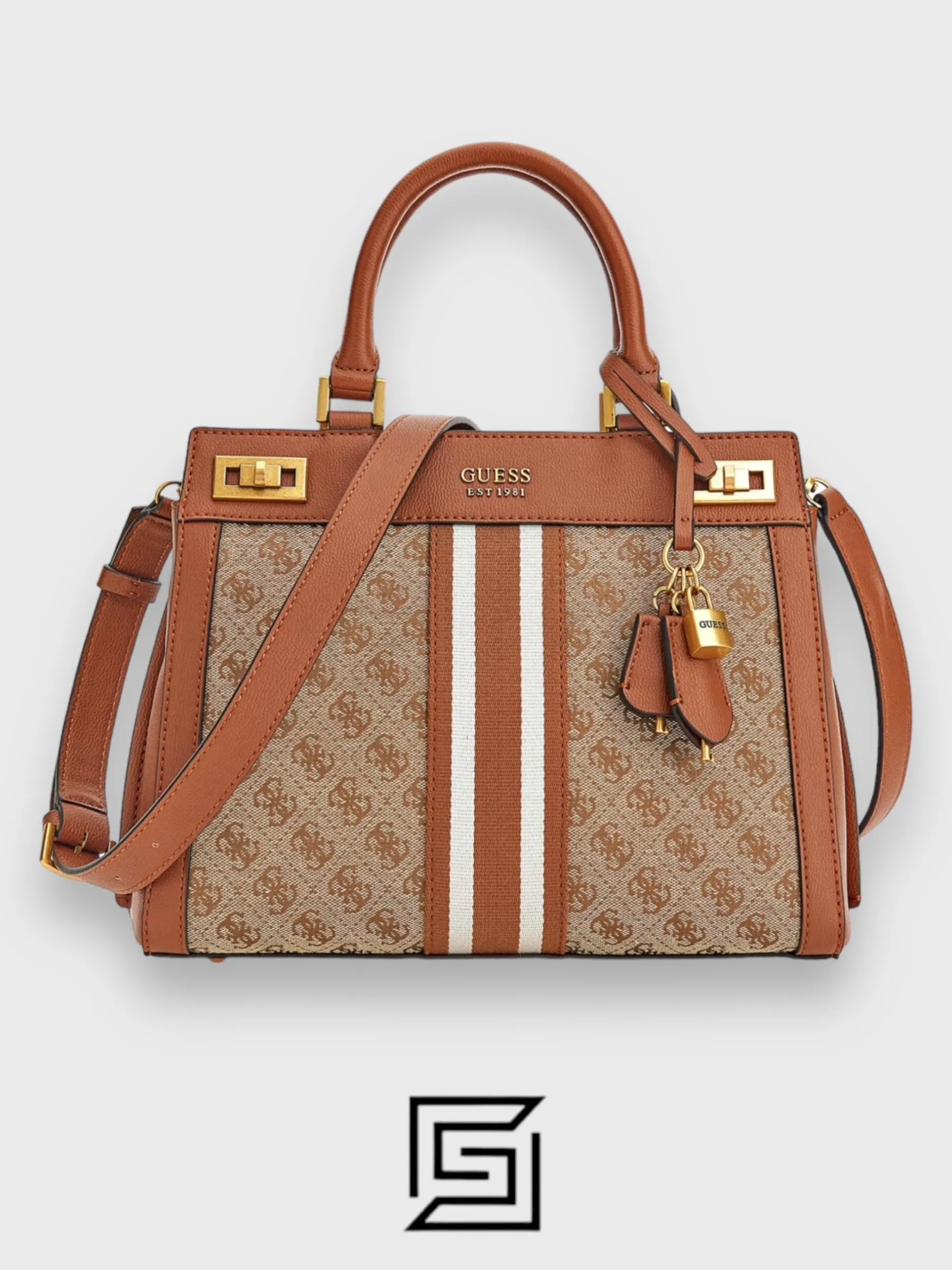 Bags,Leather,Women leather GUESS Katey Luxury Satchel JB787026 Brown Guess