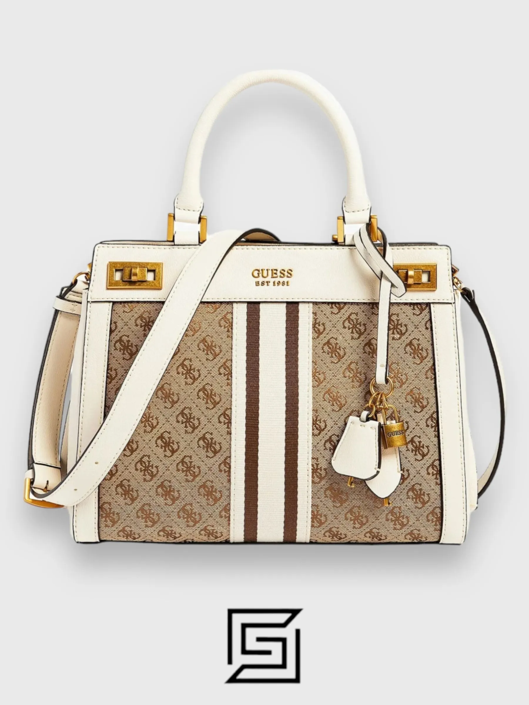 Bags,Leather,Women leather GUESS Katey Luxury Satchel JB787026 White Guess