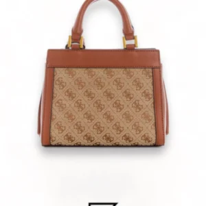 Bags,Leather,Women Guess leather Katey Jacquard Logo Mini Satchel Brown Guess