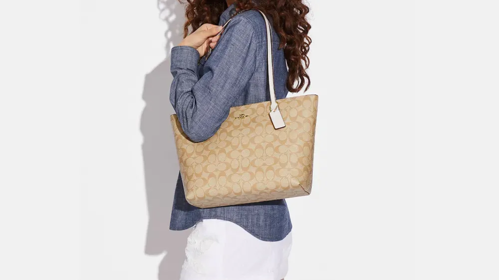 Bags,Leather,Women leather Coach Zip Top Tote In Signature Canvas White 4455 Coach