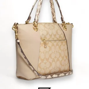Bags,Leather,Women Coach leather Kacey Satchel In Colorblock Signature Canvas White C7261 Coach