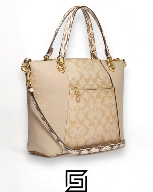 Bags,Leather,Women Coach leather Kacey Satchel In Colorblock Signature Canvas White C7261 Coach