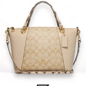 Bags,Leather,Women Coach leather Kacey Satchel In Colorblock Signature Canvas White C7261 Coach