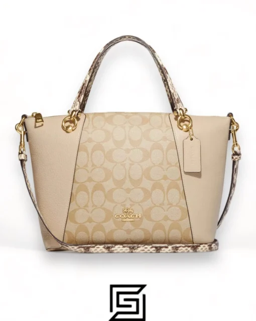 Bags,Leather,Women Coach leather Kacey Satchel In Colorblock Signature Canvas White C7261 Coach