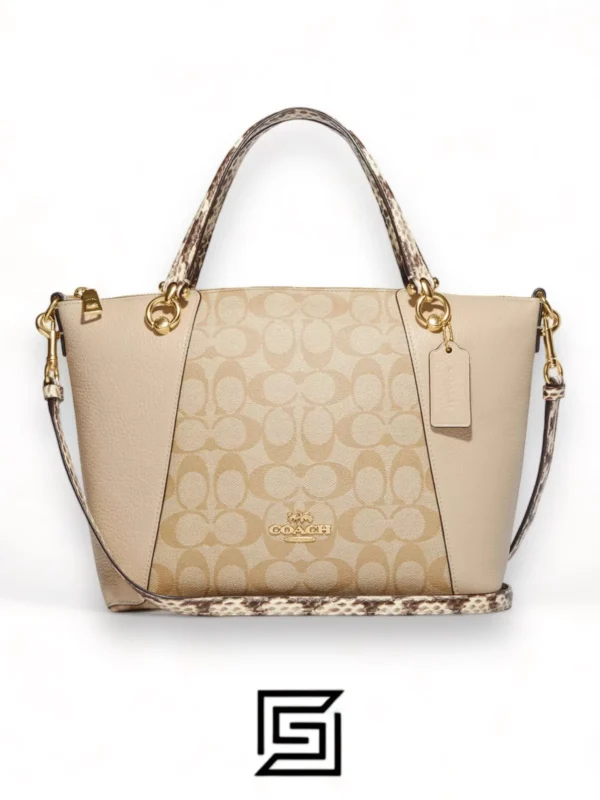 Bags,Leather,Women Coach leather Kacey Satchel In Colorblock Signature Canvas White C7261 Coach