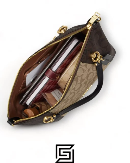 Bags,Leather,Women Coach leather Kacey Satchel In Colorblock Signature Canvas White C7261 Coach