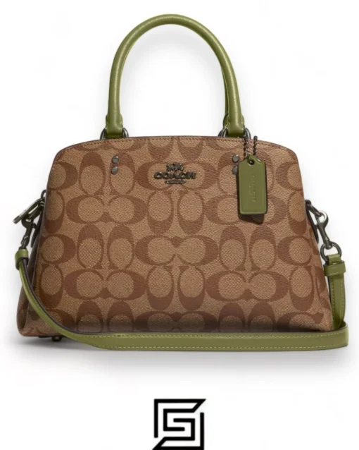 Bags,Leather,Women Coach leather Mini Lillie Carryall In Signature Canvas Green F9149 Coach