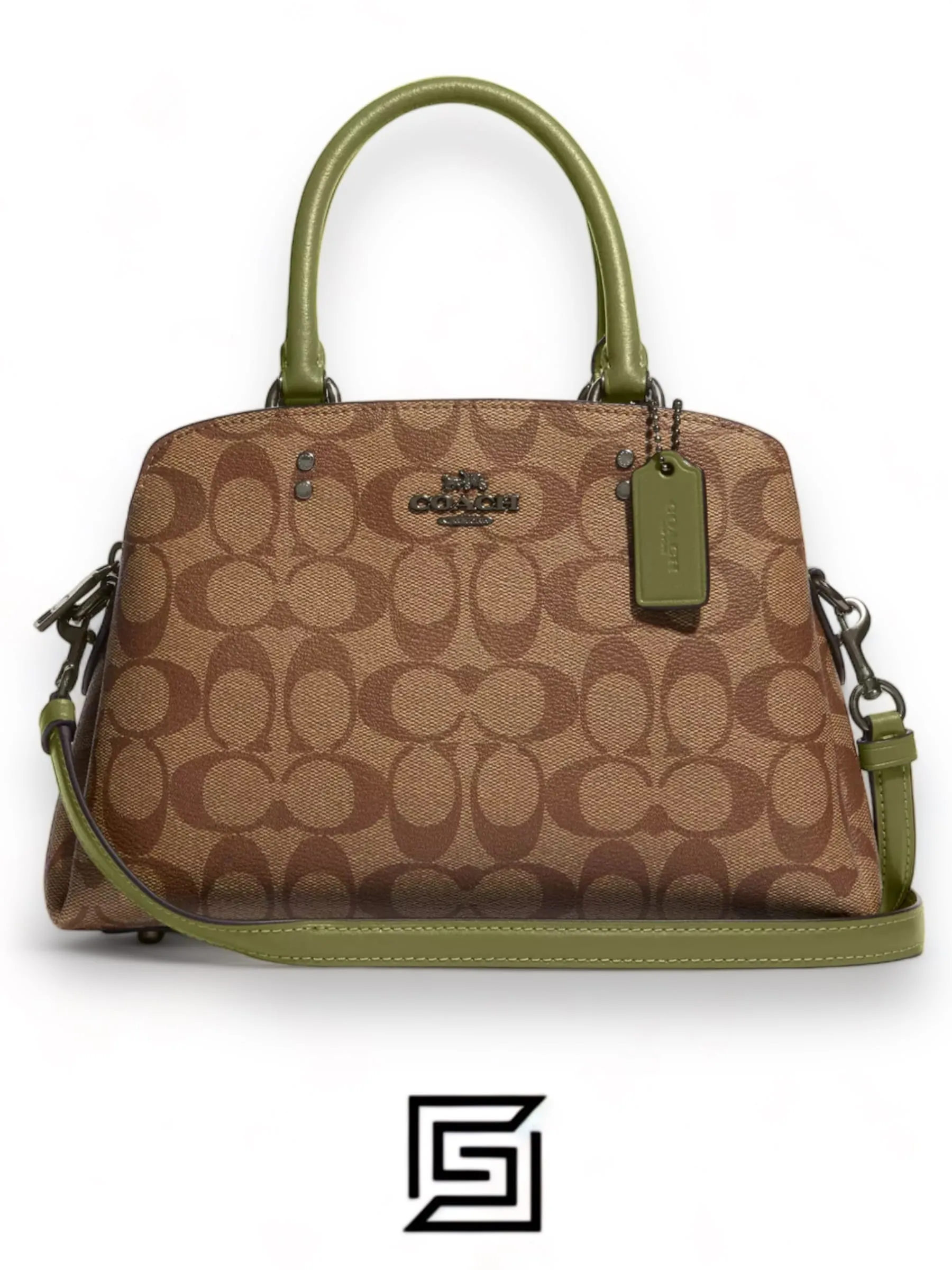 Bags,Leather,Women Coach leather Mini Lillie Carryall In Signature Canvas Green F9149 Coach