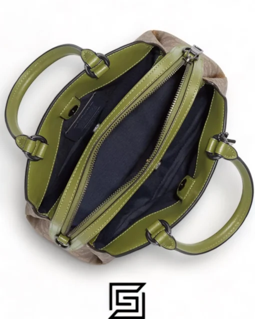 Bags,Leather,Women Coach leather Mini Lillie Carryall In Signature Canvas Green F9149 Coach