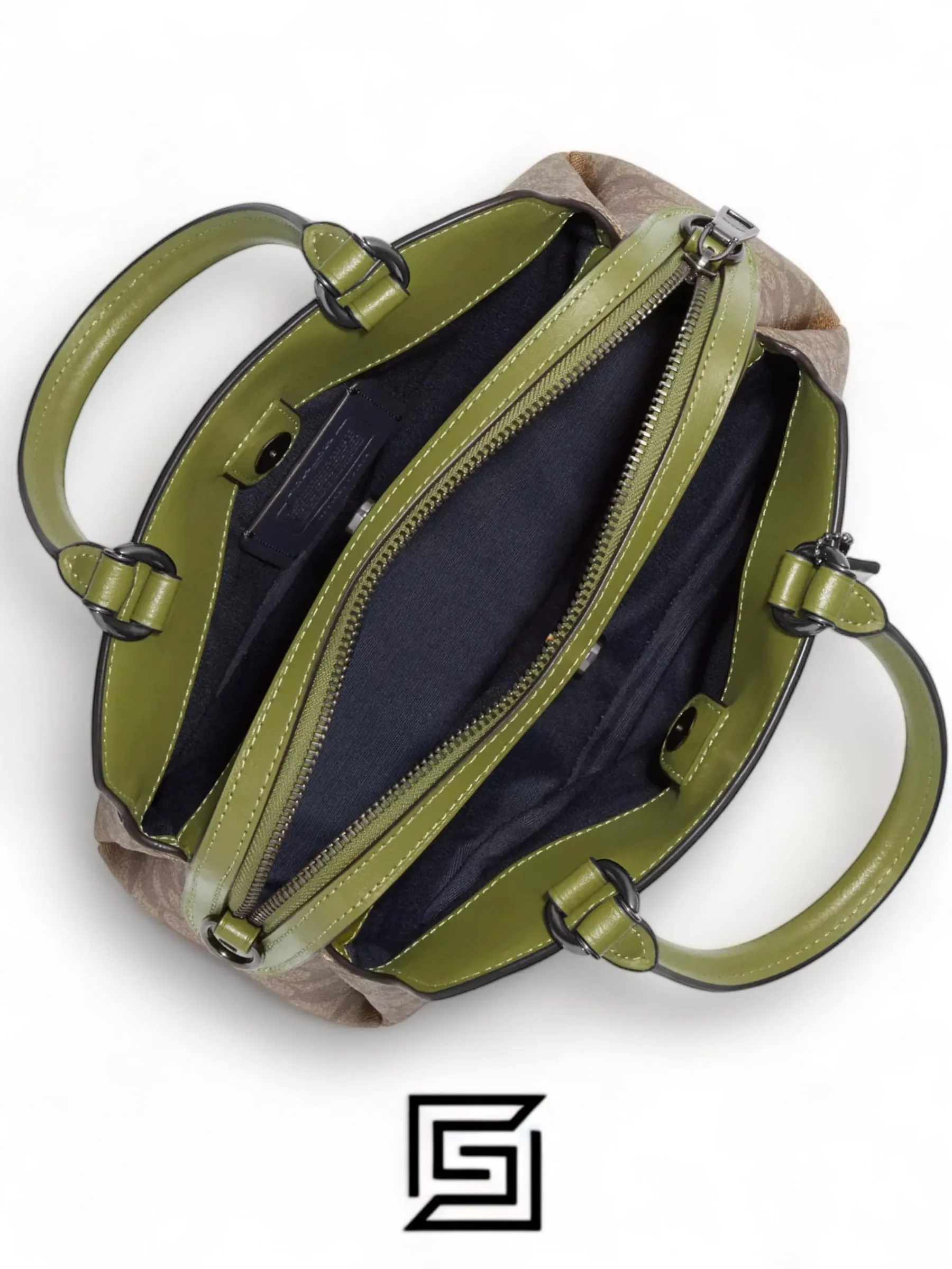 Bags,Leather,Women Coach leather Mini Lillie Carryall In Signature Canvas Green F9149 Coach