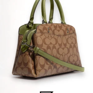 Bags,Leather,Women Coach leather Mini Lillie Carryall In Signature Canvas Green F9149 Coach