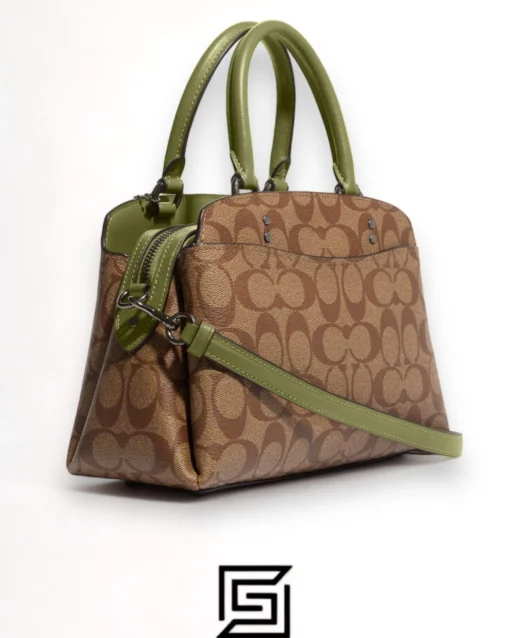 Bags,Leather,Women Coach leather Mini Lillie Carryall In Signature Canvas Green F9149 Coach