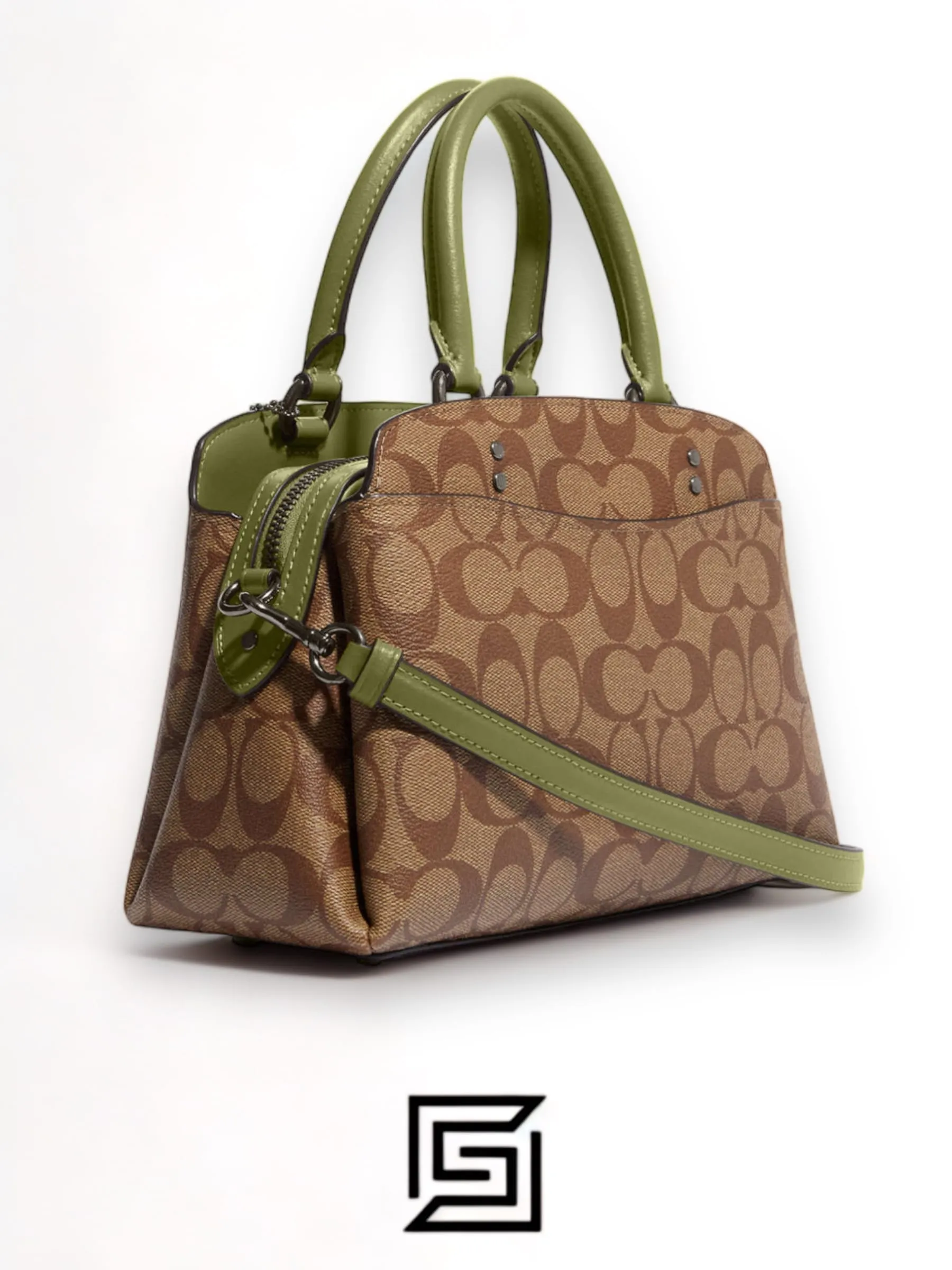 Bags,Leather,Women Coach leather Mini Lillie Carryall In Signature Canvas Green F9149 Coach