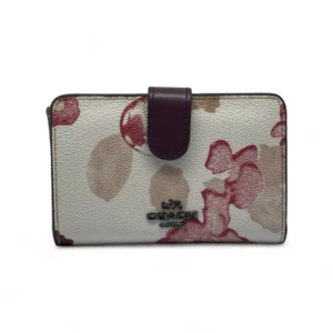 Leather,Wallets,Women wallets MEDIUM CORNER ZIP WALLET WITH HALFTONE FLORAL PRINT (COACH F39127) Coach