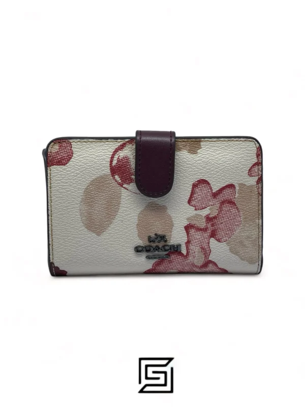 Leather,Wallets,Women wallets MEDIUM CORNER ZIP WALLET WITH HALFTONE FLORAL PRINT (COACH F39127) Coach