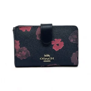 Leather,Wallets,Women wallets Coach F39127 Corner Zip Wallet With Halftone Floral Print - Medium Black Coach