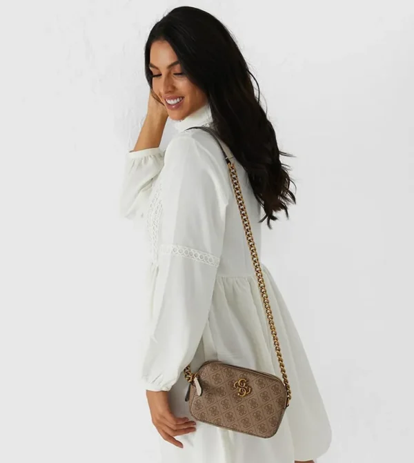 Bags,Leather,Women leather Guess Noelle Logo Camera Crossbody SB787914 LATTE Guess