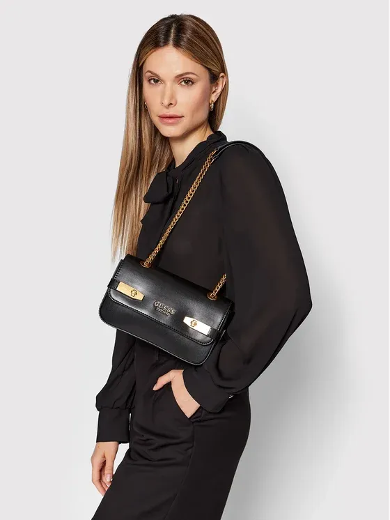 Bags,Leather,Women Guess leather Zadie Convertible Xbody Flap Handbag HWVB84 15210 Black Guess