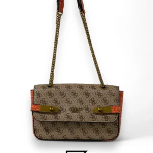 Bags,Leather,Women Guess leather Handbag Zadie Logo Cnvrtble Xbody Flap Orange Guess