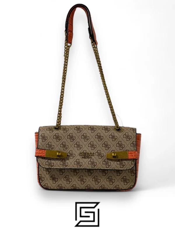 Bags,Leather,Women Guess leather Handbag Zadie Logo Cnvrtble Xbody Flap Orange Guess