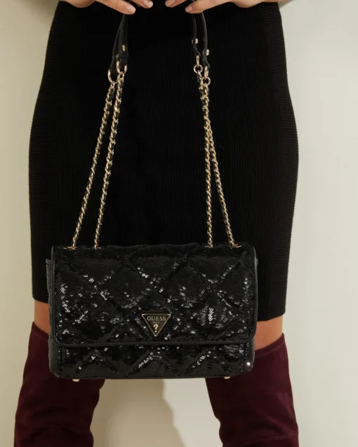 Bags,Leather,Women leather GUESS Solapa cruzada convertible Cessily IG767921 Black Guess