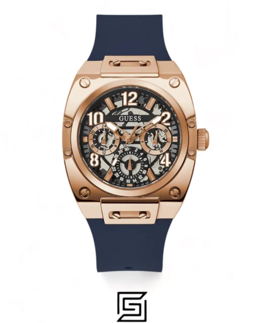 Men,Original Watches original-watches GUESS Mens Navy Rose Gold Tone Multi-function Watch GW0569G3 Guess