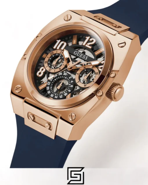 Men,Original Watches original-watches GUESS Mens Navy Rose Gold Tone Multi-function Watch GW0569G3 Guess