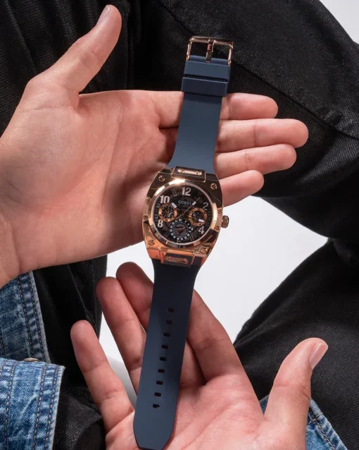 Men,Original Watches original-watches GUESS Mens Navy Rose Gold Tone Multi-function Watch GW0569G3 Guess