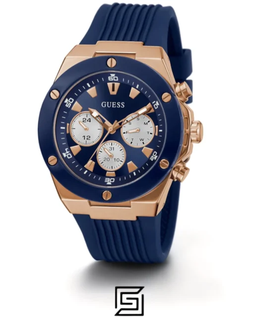 Men,Watches,Men,Original Watches original-watches GUESS Mens Blue Rose Gold Tone Multi-function Watch GW0057G2 Guess