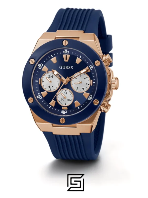 Men,Watches,Men,Original Watches original-watches GUESS Mens Blue Rose Gold Tone Multi-function Watch GW0057G2 Guess