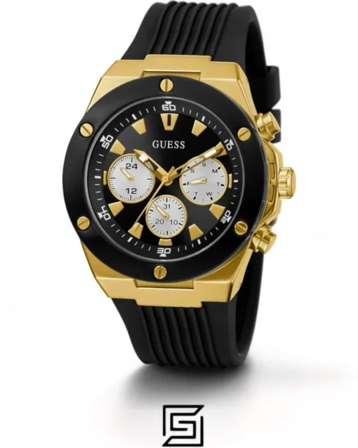 Men,Original Watches original-watches GUESS Mens Black Gold Tone Multi-function Watch GW0057G1 Guess