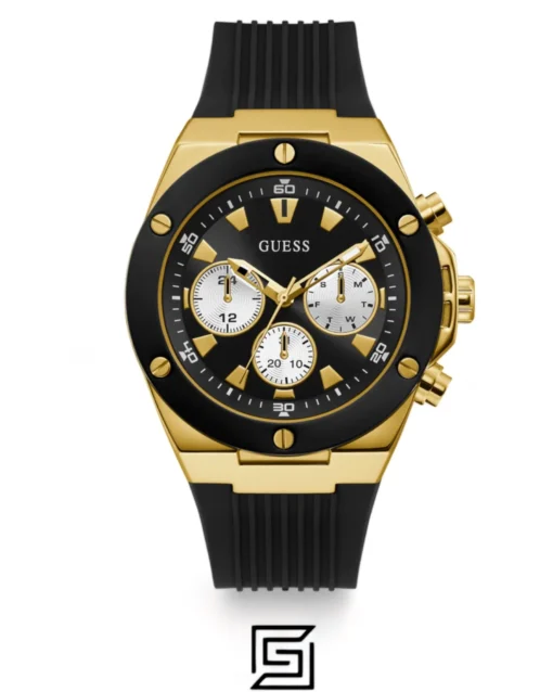 Men,Original Watches original-watches GUESS Mens Black Gold Tone Multi-function Watch GW0057G1 Guess