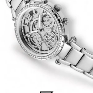 Original Watches,Women watches Women's Guess Stainless Steel Skeleton Dial Crystallized Glitz Watch GW0403L1 Guess