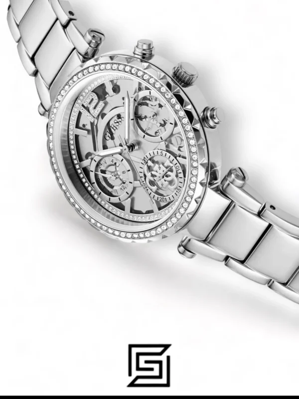 Original Watches,Women watches Women's Guess Stainless Steel Skeleton Dial Crystallized Glitz Watch GW0403L1 Guess