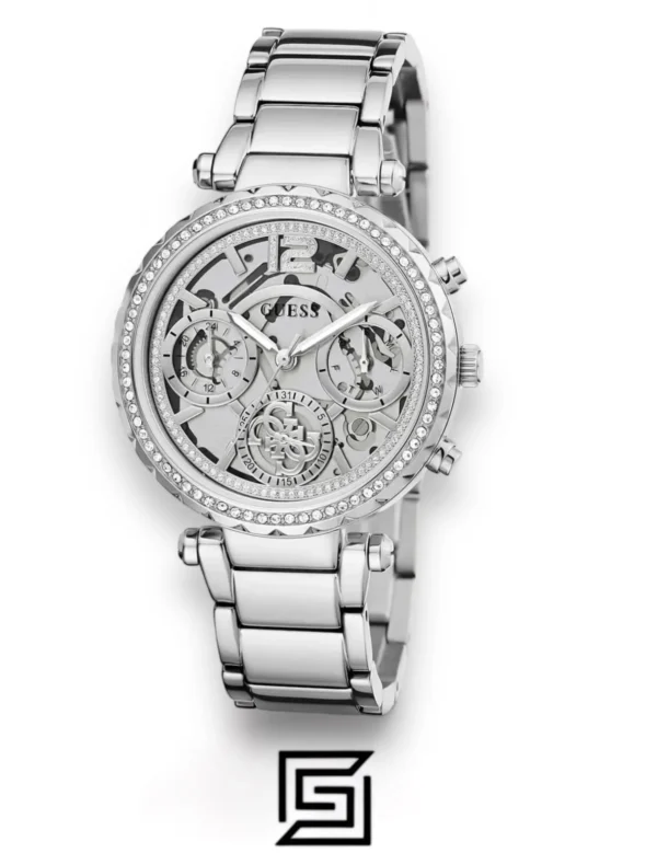 Original Watches,Women watches Women's Guess Stainless Steel Skeleton Dial Crystallized Glitz Watch GW0403L1 Guess