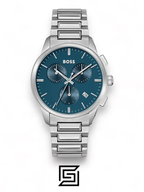 Men,Original Watches original-watches Hugo Boss Silver Steel Blue Dial Men's Chrono Watch - 1513927 Boss