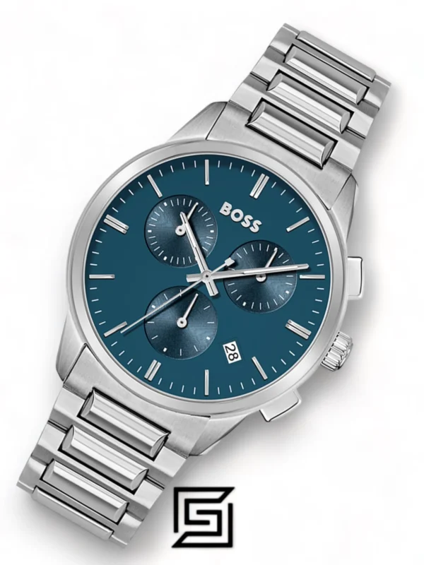 Men,Original Watches original-watches Hugo Boss Silver Steel Blue Dial Men's Chrono Watch - 1513927 Boss