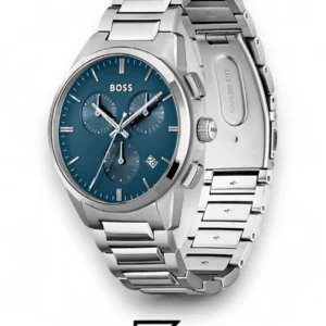 Men,Original Watches original-watches Hugo Boss Silver Steel Blue Dial Men's Chrono Watch - 1513927 Boss
