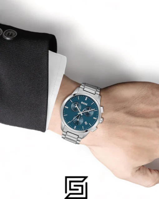 Men,Original Watches original-watches Hugo Boss Silver Steel Blue Dial Men's Chrono Watch - 1513927 Boss