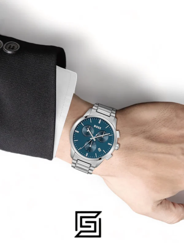 Men,Original Watches original-watches Hugo Boss Silver Steel Blue Dial Men's Chrono Watch - 1513927 Boss