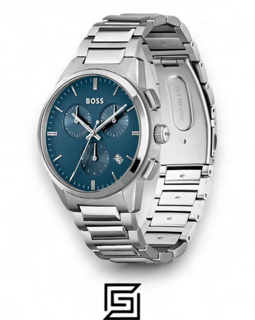 Men,Original Watches original-watches Hugo Boss Silver Steel Blue Dial Men's Chrono Watch - 1513927 Boss