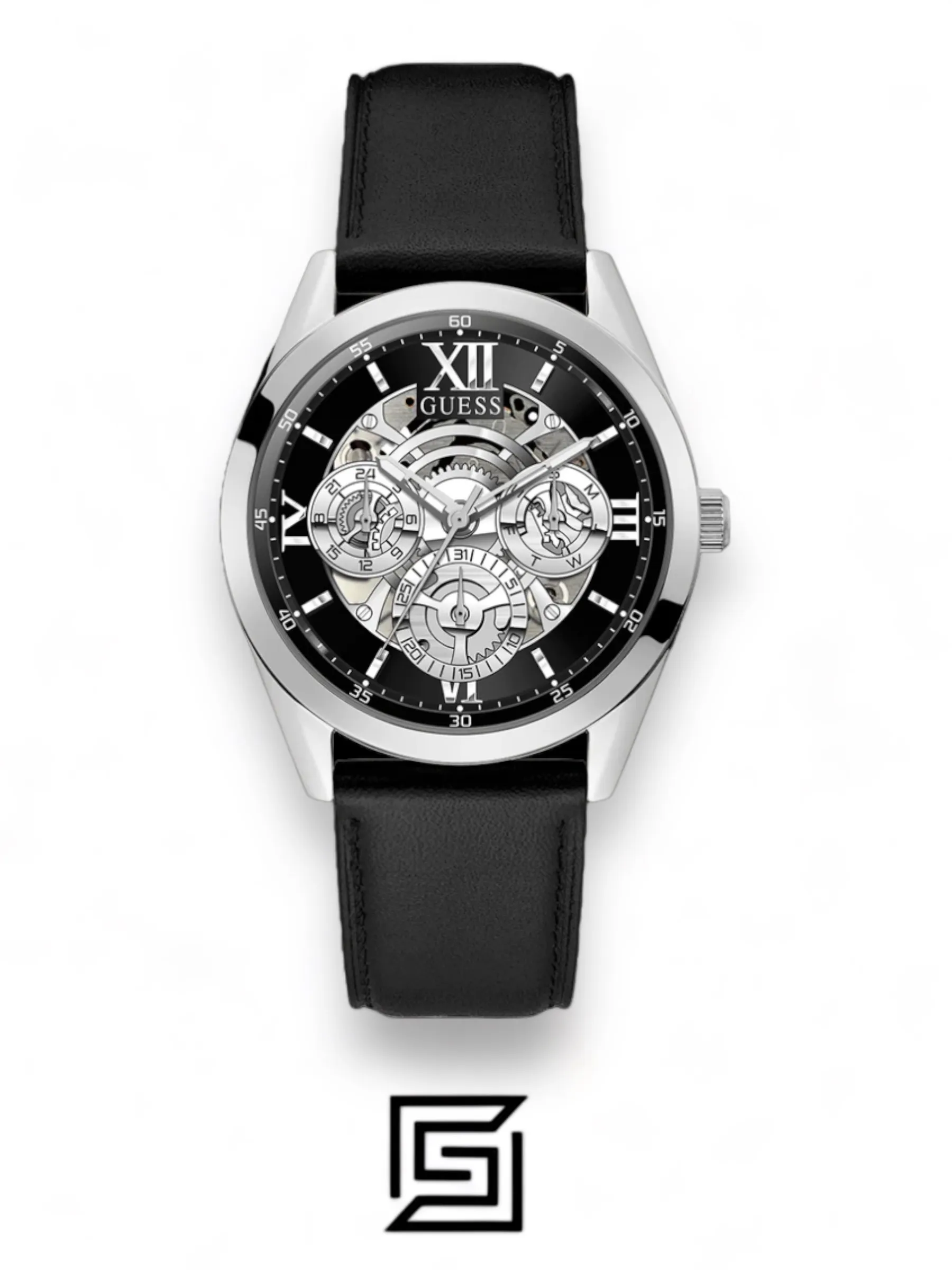 Men,Original Watches original-watches GUESS Mens Black Silver Tone Multi-function Watch - GW0389G1 Guess