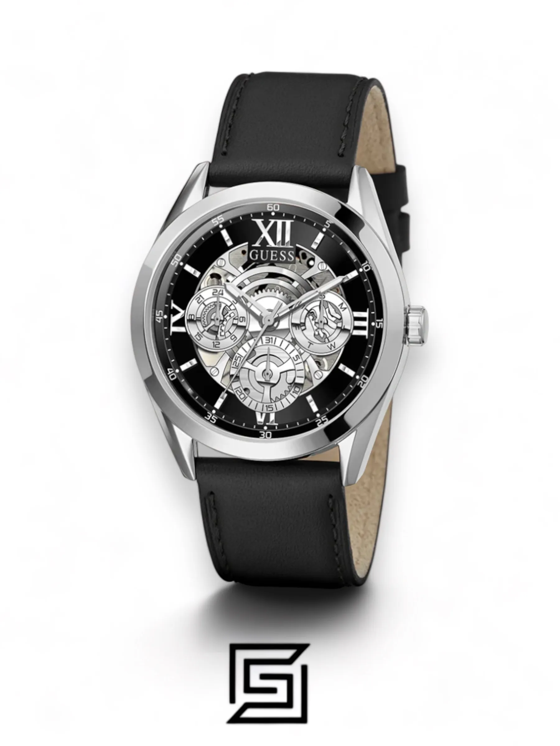 Men,Original Watches original-watches GUESS Mens Black Silver Tone Multi-function Watch - GW0389G1 Guess