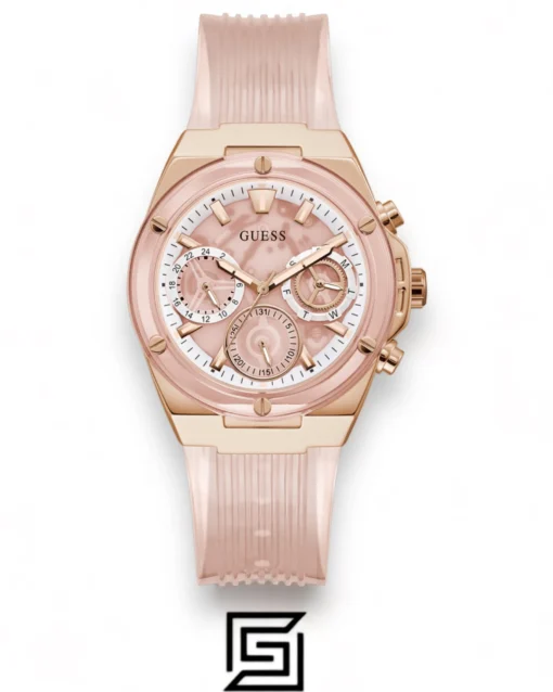 Original Watches,Women Guess original-watches Women's Pink Dial PU Multi-Function Watch GW0409L3 Guess