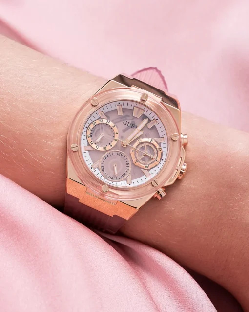 Original Watches,Women Guess original-watches Women's Pink Dial PU Multi-Function Watch GW0409L3 Guess