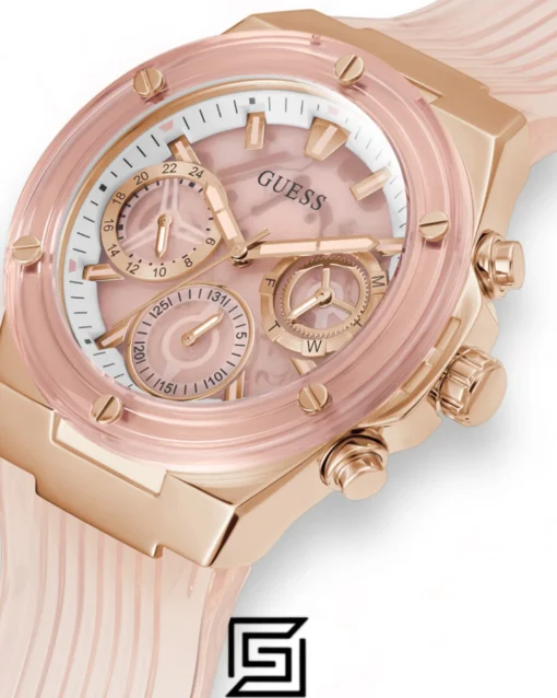Original Watches,Women Guess original-watches Women's Pink Dial PU Multi-Function Watch GW0409L3 Guess