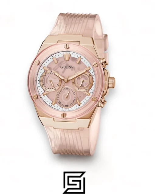 Original Watches,Women Guess original-watches Women's Pink Dial PU Multi-Function Watch GW0409L3 Guess
