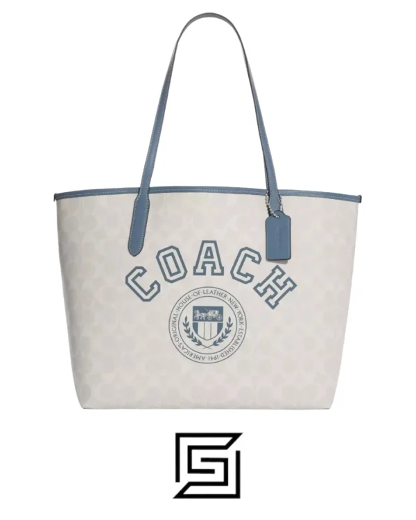 Bags,Leather,Women Coach leather City tote in signature canvas with Varsity pattern Style No.CB869 Coach