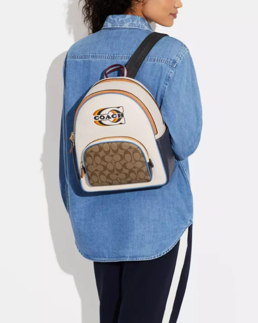 Bags,Leather,Women leather Court Backpack With Signature Canvas Detail And Coach Stamp CE596 Z Coach